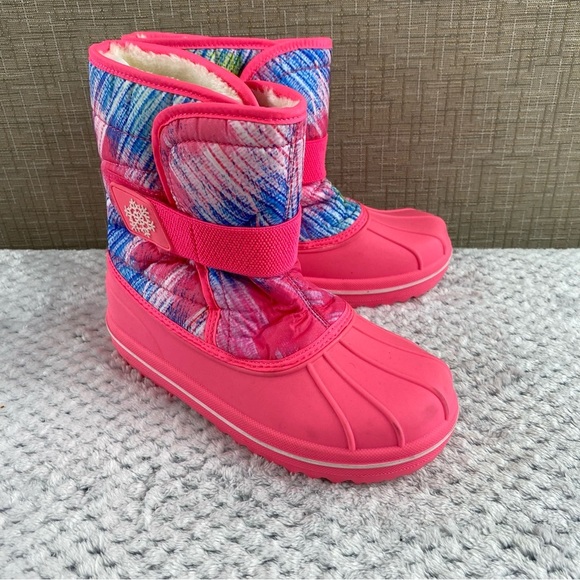 The Children’s Place Kids Pink and Multicolor Winter Boots Sz 2 - Picture 2 of 11